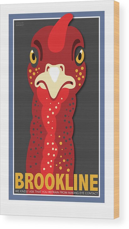 Brookline Turkeys Wood Print featuring the digital art Turkey Stare by Caroline Barnes