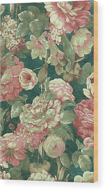 Vintage Floral Wood Print featuring the mixed media Victorian Garden by Susan Maxwell Schmidt