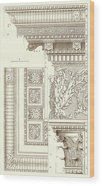 Architectural Wood Print featuring the painting Corinthian Detail Vi #1 by Vision Studio
