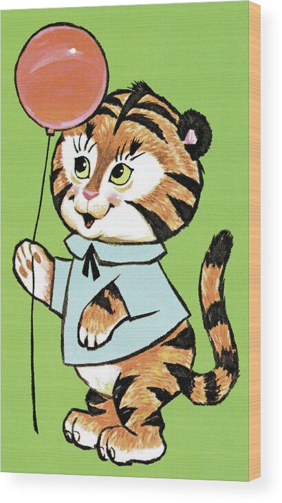 Animal Wood Print featuring the drawing Tiger #4 by CSA Images