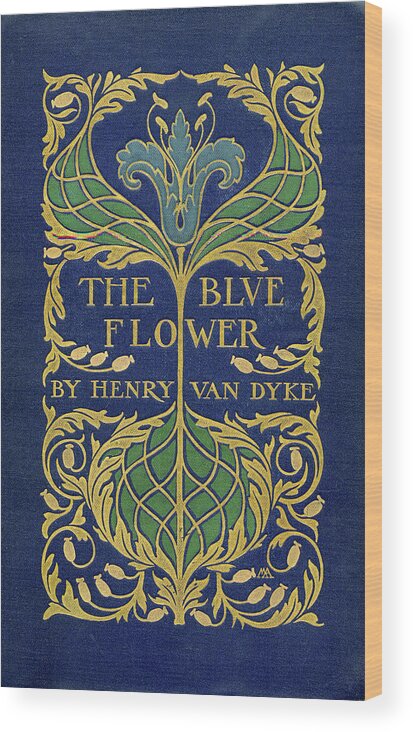 Binding Design Wood Print featuring the mixed media Cover design for The Blue Flower by Margaret Armstrong