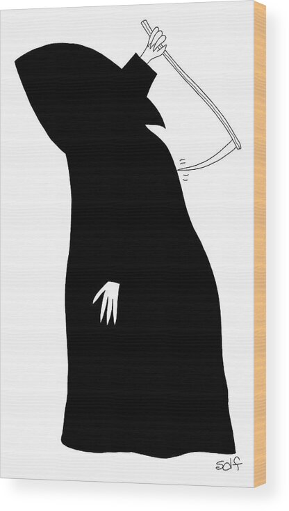 Grim Reaper Wood Print featuring the drawing Grim Reaper by Seth Fleishman