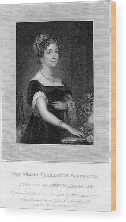 Engraving Wood Print featuring the drawing Her Grace Charlotte Florentia, Duchess by Print Collector