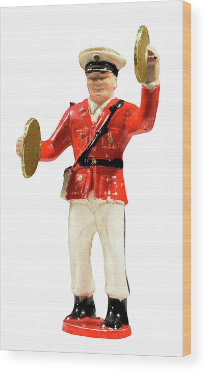 Adult Wood Print featuring the drawing Marching Band Percussionist Playing Cymbals by CSA Images