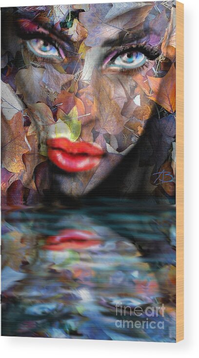 Angie Braun Wood Print featuring the painting Sensual Eyes Autumn Water by Angie Braun