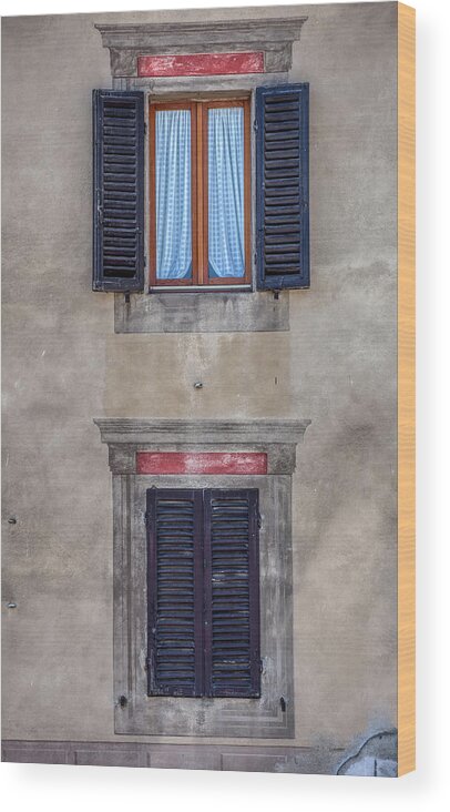 Window Wood Print featuring the photograph Windows of Montalcino by David Letts