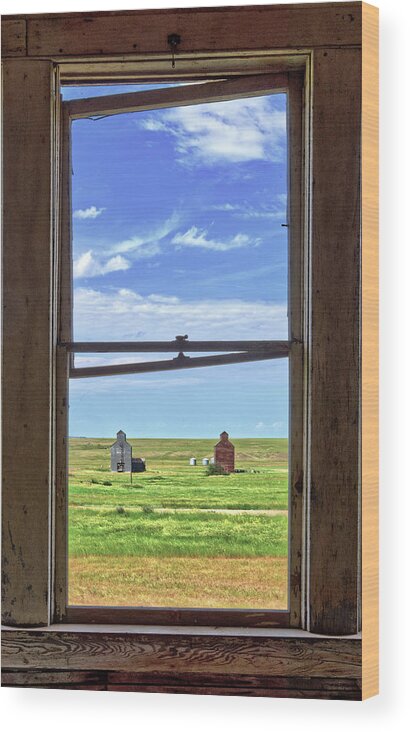 Charbonneau Wood Print featuring the photograph Charbonneau ND Series - Schoolhouse Daydreaming window view #4 by Peter Herman