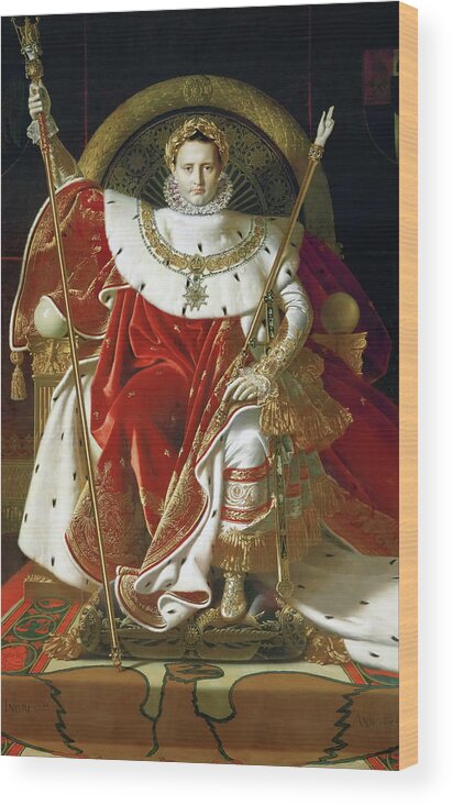 Napoleon I Wood Print featuring the painting Napoleon I On His Imperial Throne by Jean Auguste Dominique Ingres