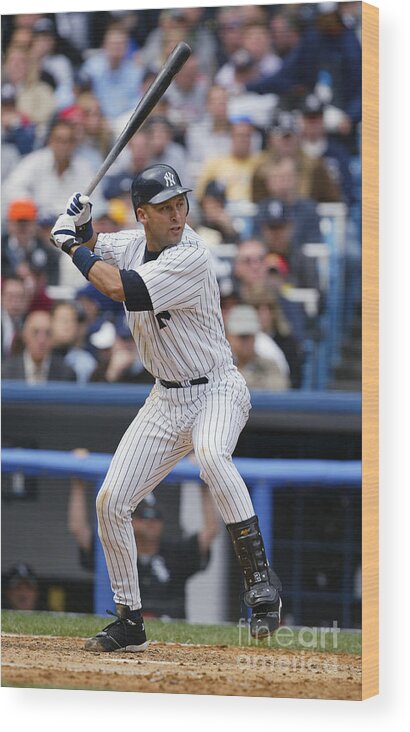People Wood Print featuring the photograph Derek Jeter #6 by Ezra Shaw