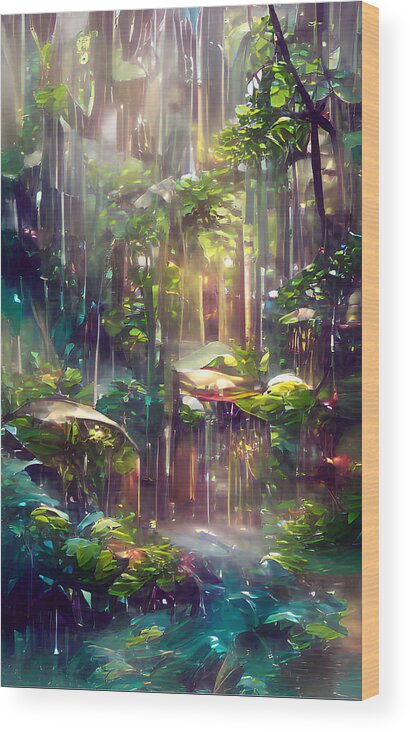 Amazon Rainforest Wood Print featuring the digital art Amazon Rainforest by La Moon Art