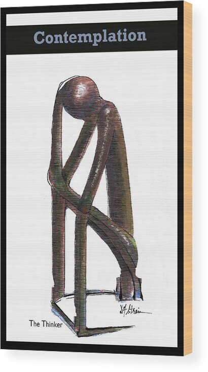 Fineartamerica.com Wood Print featuring the sculpture Contemplation 1133 by Diane Strain