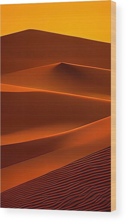 Sahara Wood Print featuring the painting Desert Sunset No1 by Bonnie Bruno