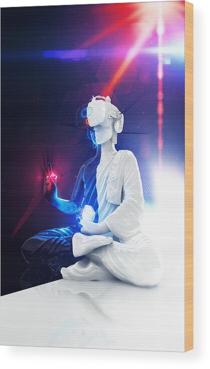Divine Wood Print featuring the digital art Divine Amnesia Yang by Filip Zaruba