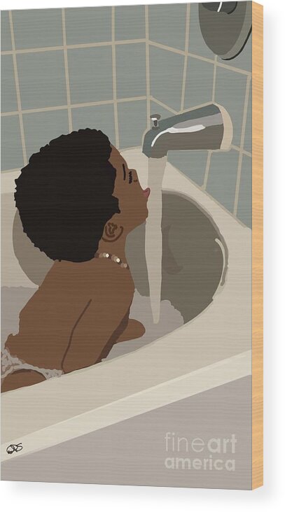 Baby In Bath Tub Wood Print featuring the digital art Do you think Im cute by D Powell-Smith