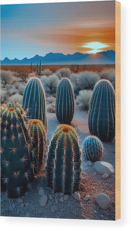 Southwestern Art Wood Print featuring the mixed media Dusky Southwestern Desert No2 by Bonnie Bruno