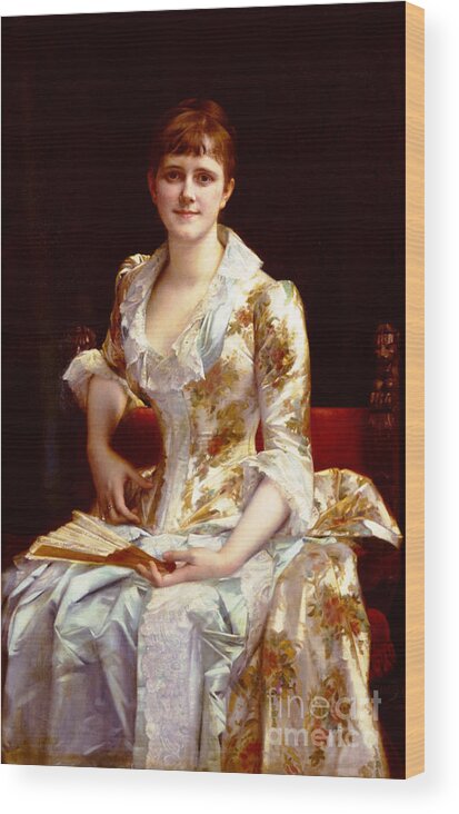 Alexandre Cabanel Wood Print featuring the painting Portrait of Young Lady by Alexandre Cabanel
