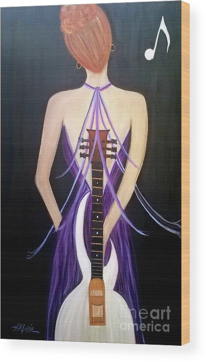 Guitar Wood Print featuring the painting Quiet Before The Storm by Artist Linda Marie