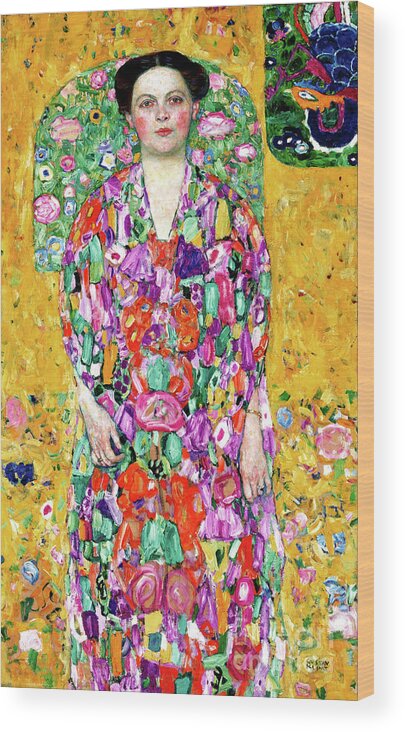 Wingsdomain Wood Print featuring the painting Remastered Art Portrait of Eugenia Primavesa by Gustav Klimt 20220402 by Gustav-Klimt