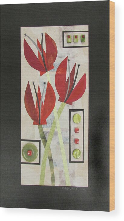 Mixed-media Wood Print featuring the mixed media Say it with Flowers by MaryJo Clark
