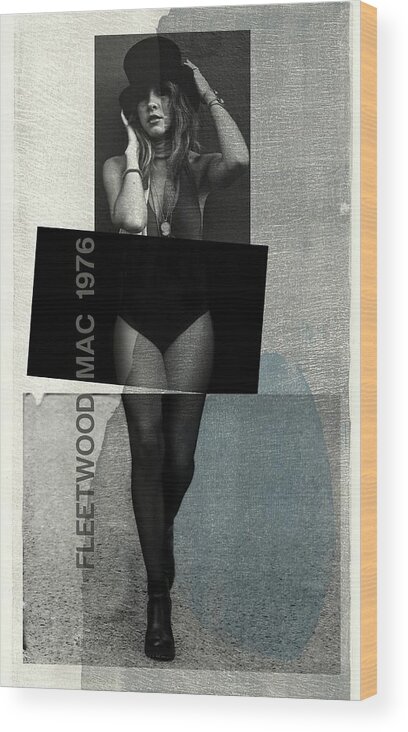 Fleetwood Mac Wood Print featuring the digital art Stevie Nicks - Retro by Paul Lovering