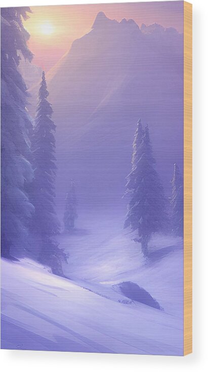 Scenic Art Wood Print featuring the digital art Winter Landscape by La Moon Art