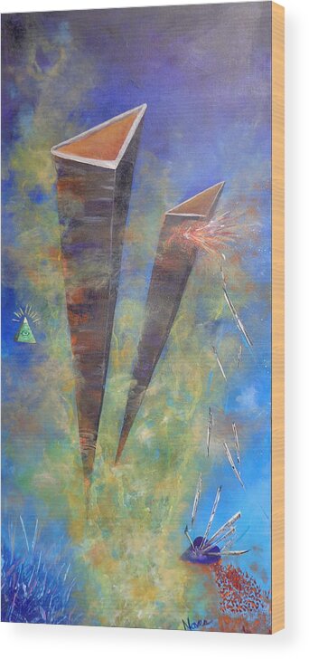 911 Wood Print featuring the painting 911 Abstract by Deborah Naves
