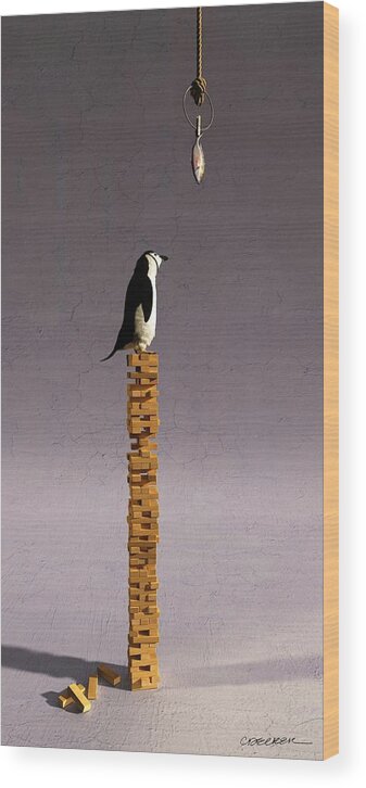 Penguin Wood Print featuring the digital art Equilibrium V by Cynthia Decker