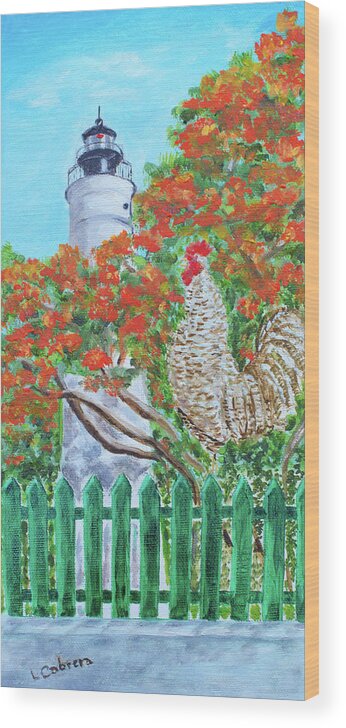 Gallo Pinto Wood Print featuring the painting Gallo Pinto Rooster by Linda Cabrera