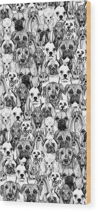 Basset Wood Print featuring the drawing Just Dogs by MGL Meiklejohn Graphics Licensing