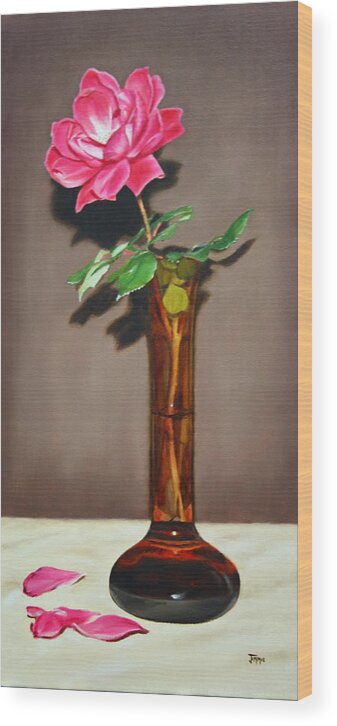 Rose Wood Print featuring the painting Knockout Rose by Jimmie Bartlett
