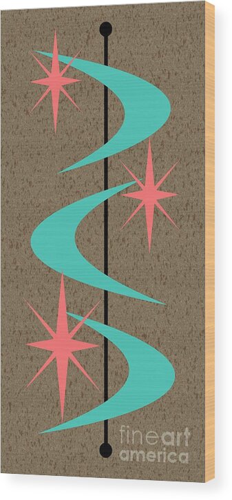 Pink Wood Print featuring the digital art Mid Century Modern Shapes 8 by Donna Mibus