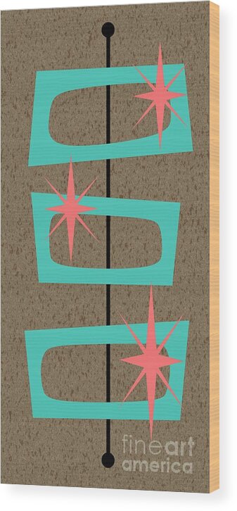 Pink Wood Print featuring the digital art Mid Century Modern Shapes 9 by Donna Mibus