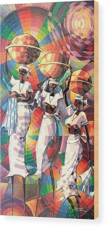 Sellers Wood Print featuring the painting Milk Sellers by Omidiran Gbolade