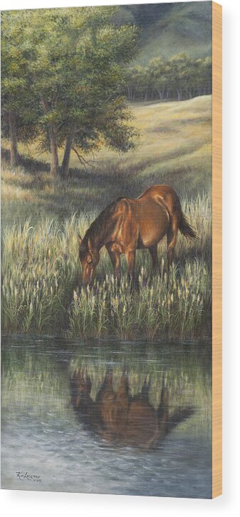 Horse Wood Print featuring the painting Reflections by Kim Lockman