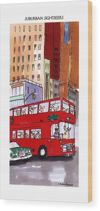 Tourism Wood Print featuring the drawing Suburban Sightseers by Michael Crawford