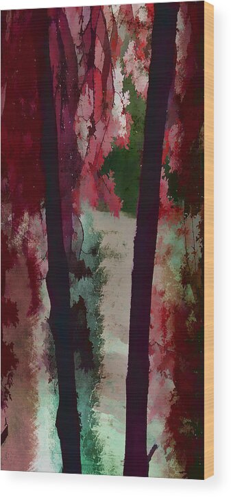 Digital Painting Wood Print featuring the painting Through the Trees by Bonnie Bruno