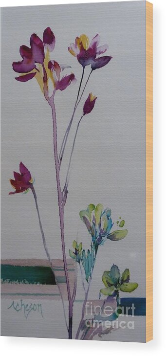 Hortensia Wood Print featuring the painting Zen Flowers by Donna Acheson-Juillet