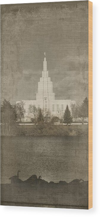 Lds Wood Print featuring the photograph Idaho Falls Temple Verticle by Ramona Murdock