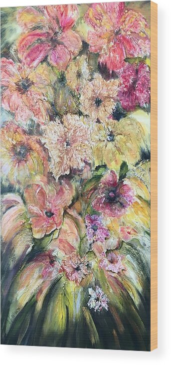 Still Life Wood Print featuring the painting Spring Fireworks by Chuck Gebhardt