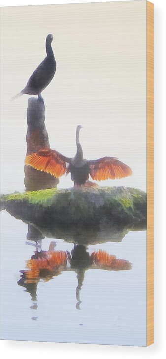 Anhingas Wood Print featuring the digital art Anhingas Morning by Frances Miller