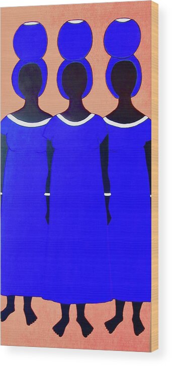 Women Wood Print featuring the painting Blue Caribbean by Stephanie Moore