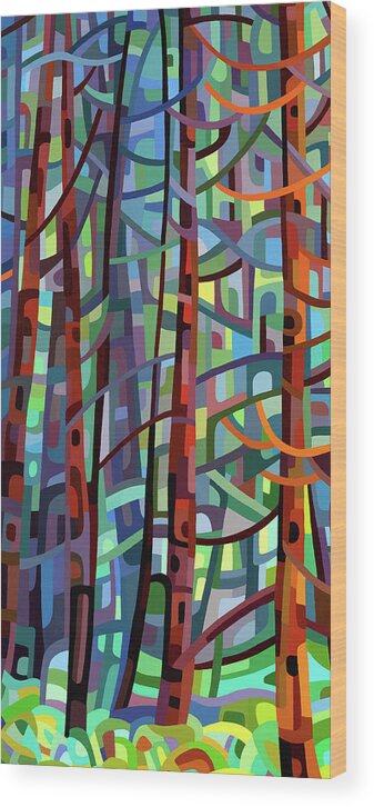  Wood Print featuring the painting In a Pine Forest - crop by Mandy Budan