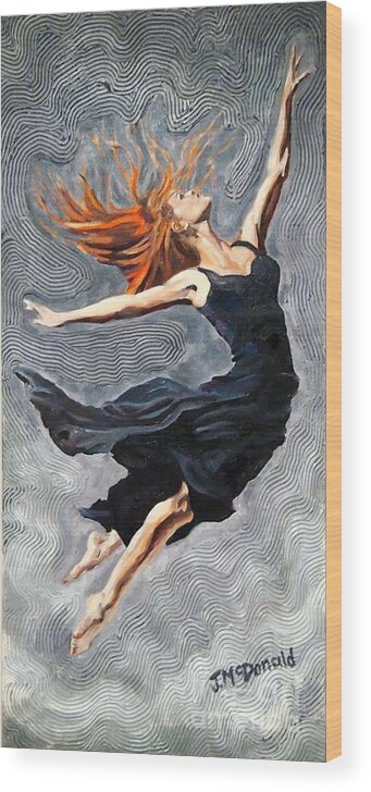 Dancer Wood Print featuring the painting Reach for the Stars by Janet McDonald