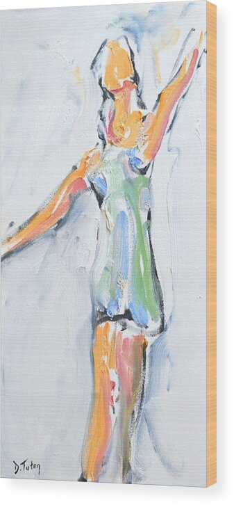 Dance Wood Print featuring the painting Rebekah's Dance Series 2 Pose 2 by Donna Tuten