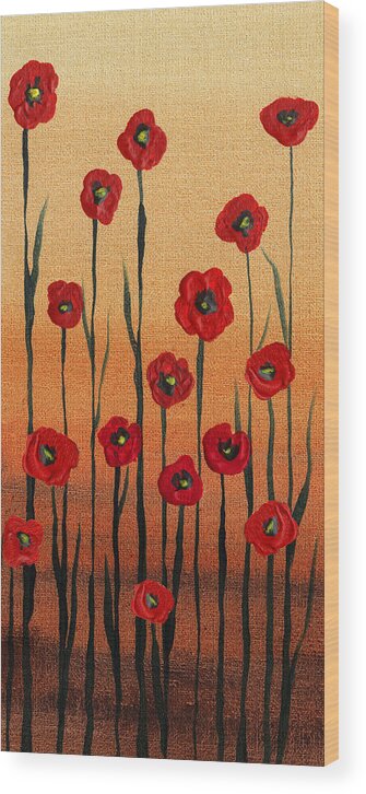 Poppies Wood Print featuring the painting Red Poppies Artwork Decor by Irina Sztukowski