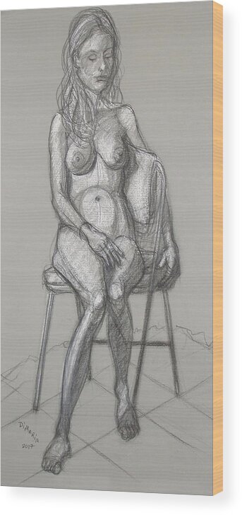 Realism. Figurative Wood Print featuring the drawing Savannah Seated #1 by Donelli DiMaria