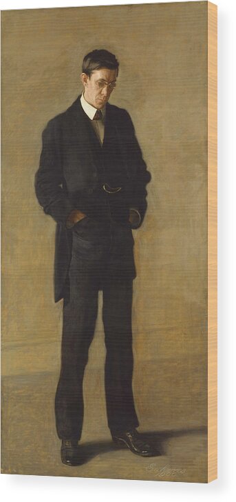 Thomas Eakins Wood Print featuring the painting The Thinker, Portrait of Louis N. Kenton by Thomas Eakins