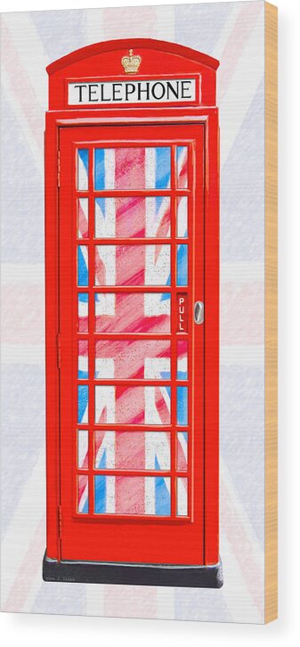 Telephone Box Wood Print featuring the photograph Thoroughly British Flair - Classic Phone Booth by Mark E Tisdale