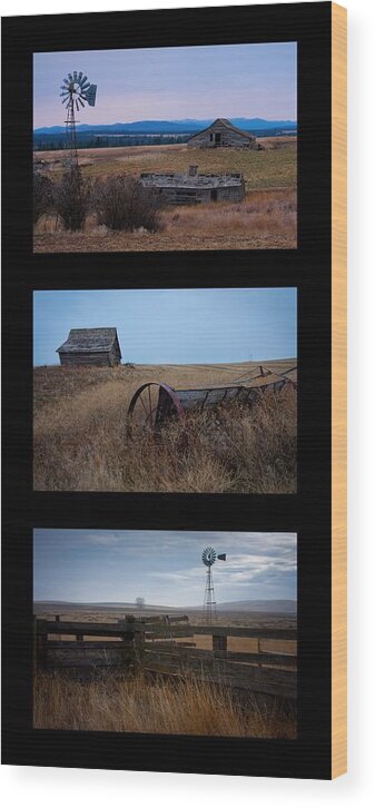 Windmill Wood Print featuring the photograph West Plains Trio by Idaho Scenic Images Linda Lantzy