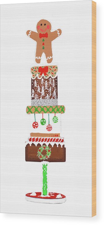 Christmas Wood Print featuring the mixed media Christmas Cake I by Gina Ritter